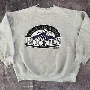Men's Vintage 90's Trench Colorado Rockies Heather Gray Crewneck Sweatshirt Sz M